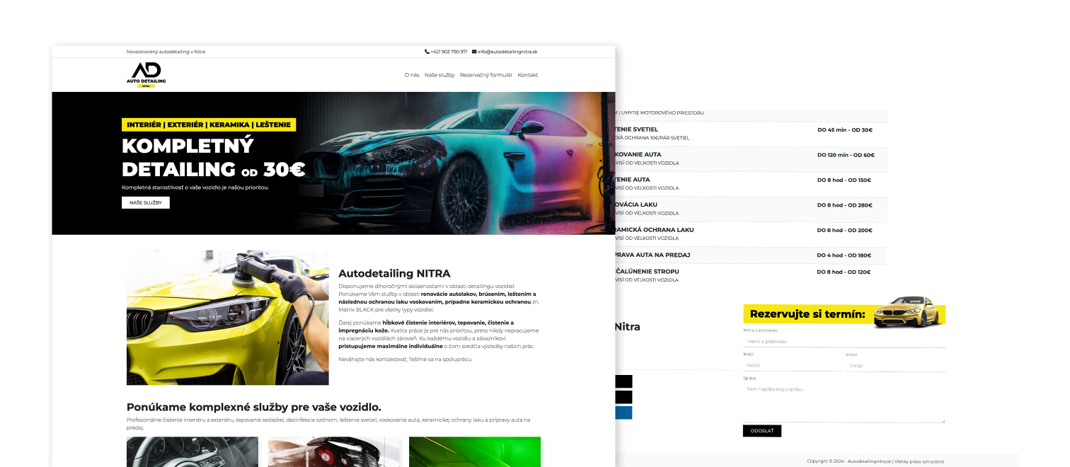 Webová stránka pre Autodetailingnitra.sk