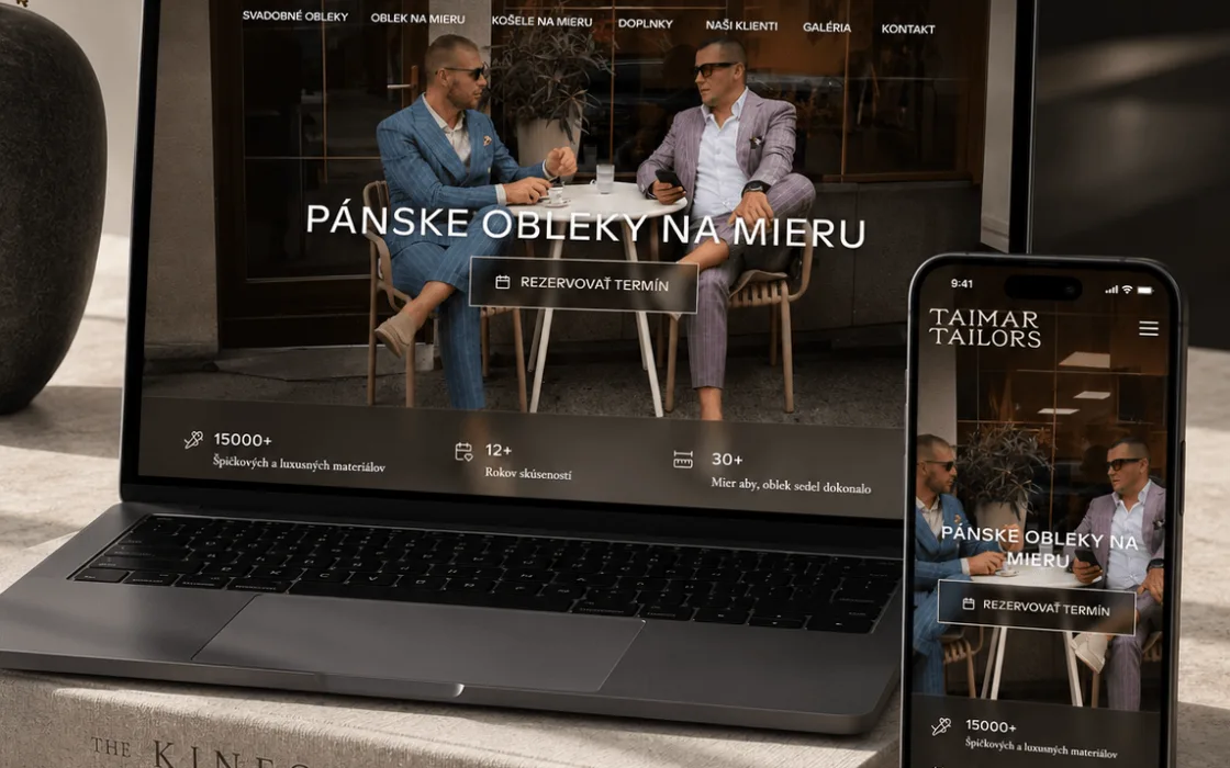Redizajn webovej stránky pre Taimar Tailors