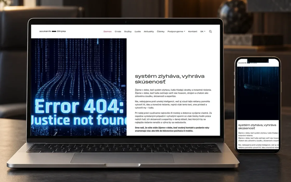 Webová stránka pre advokátsku kanceláriu soukeník – štrpka