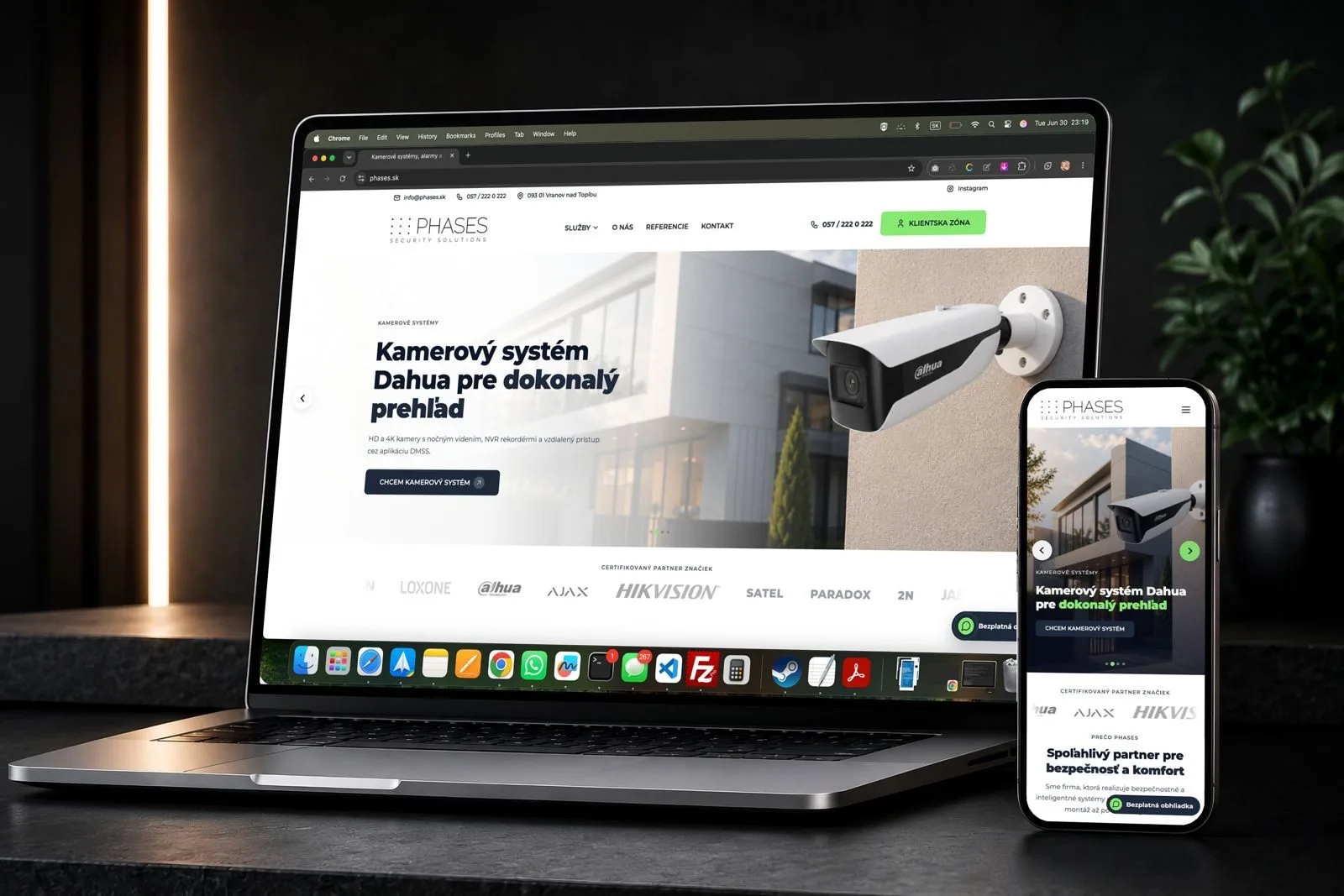 Webová stránka pre Phases Security